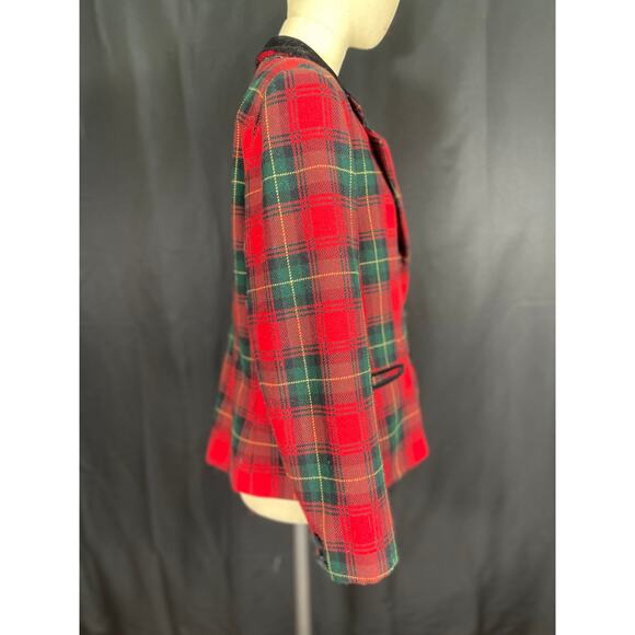 Vintage Norton McNaughton Wool Red Plaid Blazer, Button Up, Pockets - Picture 4 of 8